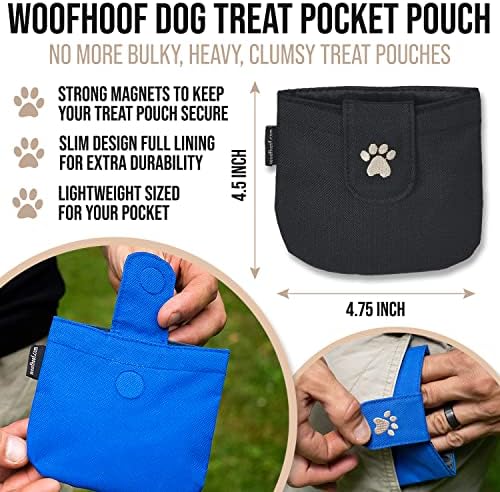 Dog Treat Pouch, Black Pocket Sized Training Reward Pouch - Lightweight Dog Treat Holder with Magnetic Flap for Stability, Perfect Dog Accessories, Made of Durable Nylon, Machine Washable