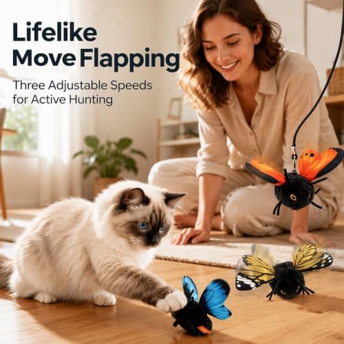 Fluttering Butterfly Cat Toy, 2027 New Cat Toys for Indoor Cats (Blue)