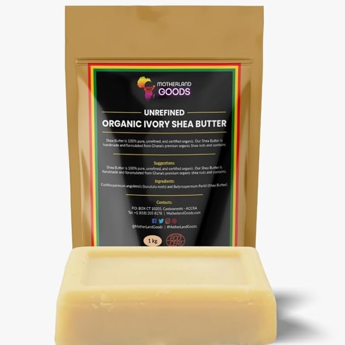 100% Raw Unrefined Organic Ivory Shea Butter, For All SkinTypes, Spread Easy to Moisturize Dry Skin, DIY Skincare like Body Butters and Hair Care (4 Oz)