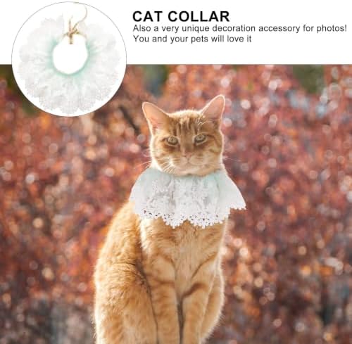 Pet Cat Lace Necklace with Pearls Adjustable Blue Neckwear