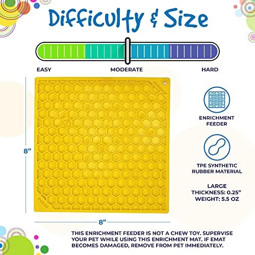 SodaPup Honeycomb eMat – Durable Lick Mat Feeder Made in USA from Non-Toxic, Pet-Safe, Food Safe Rubber for Mental Stimulation, Avoiding Overfeeding, Fresh Breath, Digestive Health, Calming, & More