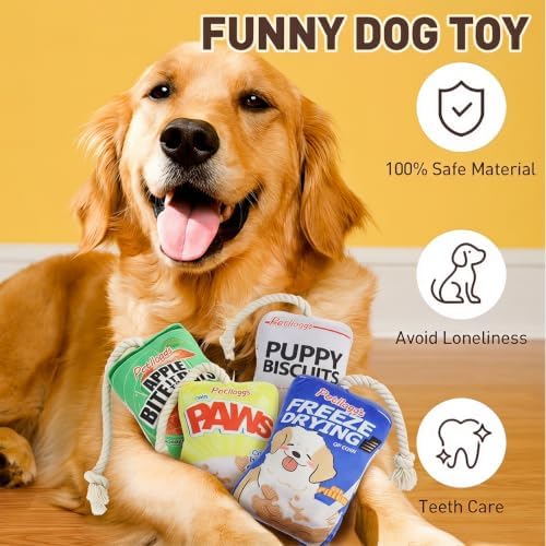 2 Pack Fun Interactive Dog Toys with Squeaker Chew & Squeak Toy Cookies Bag Best Squeaky for Aggressive Chewers (Cookies-1)