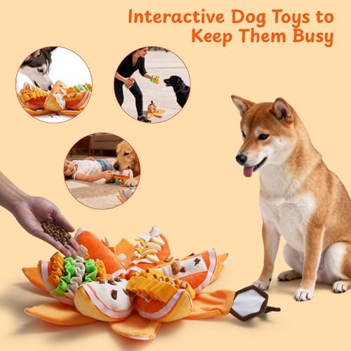 Nocciola Halloween Pumpkin Dog Toys, Hide and Seek Snuffle Plush Dog Toy for Small Dogs, Puppy Squeaky Toy with Crinkle Papers for Boredom