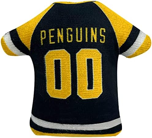 NHL PITTSBURGH PENGUINS Plush Cat Toys Set of 3 - Jersey, Hockey Puck & #1 Fan Cat Toys filled with Fresh Catnip. Team Logo