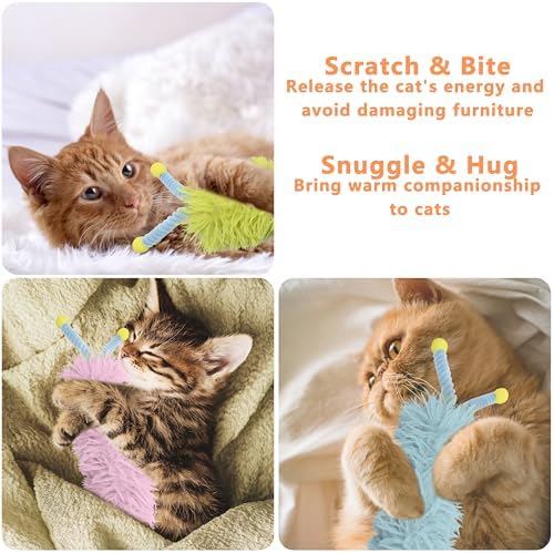 3 Pack Catnip Toys,Soft Cat Pillows Toys with Antennae, Funny cat Toy