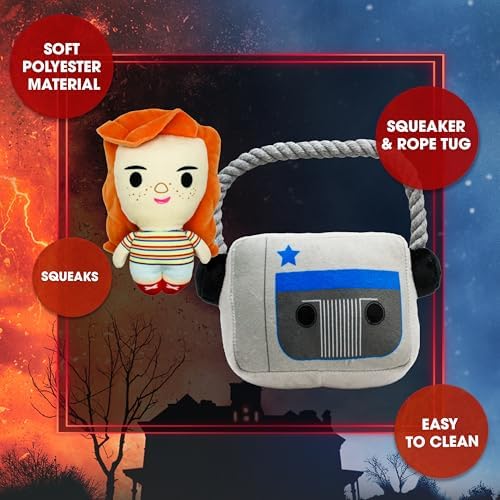 design LAB, Inc. Stranger Things Official Merchandise | Cool Toys for Dogs with Rope for Tug of War, Stuffed Animal Plush Toys with Squeakers | Max & Music 2-Pack Set | Interactive Toys