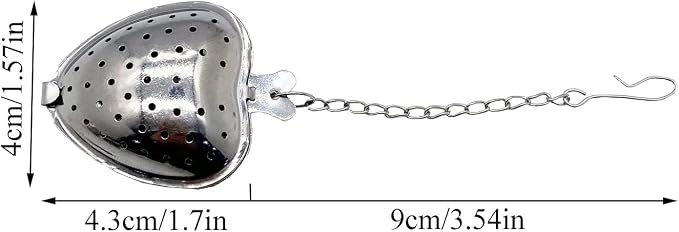 20Pcs Stainless Steel Tea Infuser Mesh Heart Shaped Tea Strainer With chain Spoon Sugar Flour Sifters Filters Tea Interval Diffuser for Loose Leaf, Spices, Seasonings