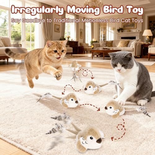 Pawingcat Moving Bird Interactive Cat Toy with Catnip Toys