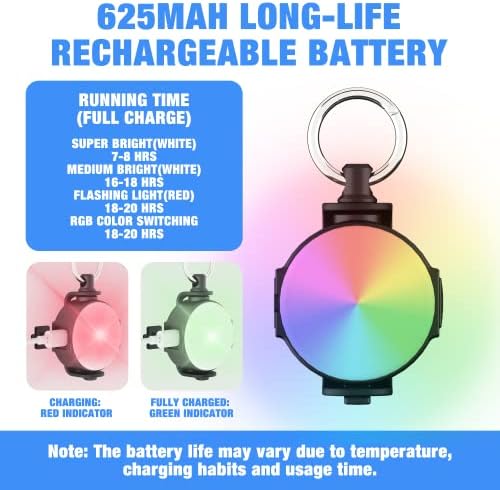 Dog Collar Light, USB-C Rechargeable Dog Lights for Night Walking, 4 Modes Dog Light Contain RGB Color Changing/Red/2 White, IP68 Waterproof Dog Walking Light with Silicone Band & Round Clip (2 Pack)