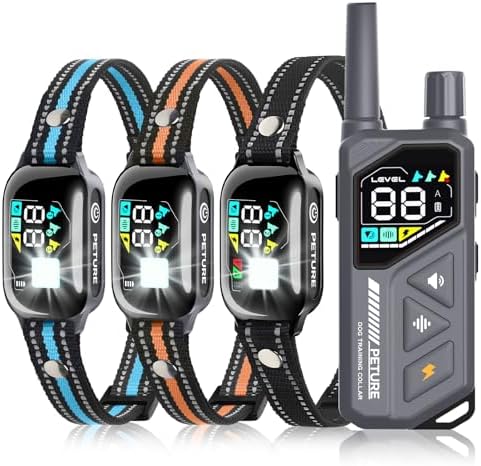 Dog Shock Collar with Remote Control for 3 Dogs (7-120Lbs), Auto Bark Collars for Large Medium Small Dogs, 3300ft Waterproof E Collar with Beep(9 Tone), Vibration(1-16) and Humane Shock (1-99) Modes