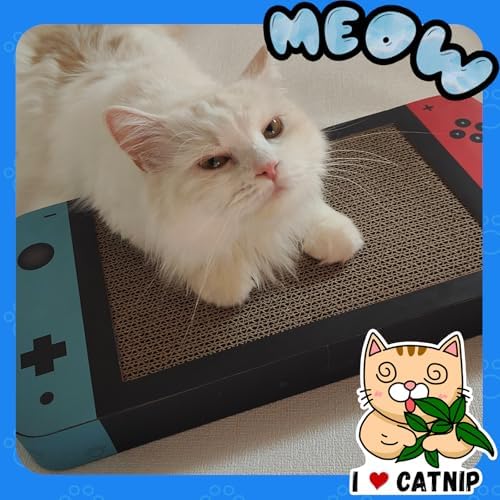 Gaming Cat Scratcher, Double Sided Cat Scratching Pad with Stickers