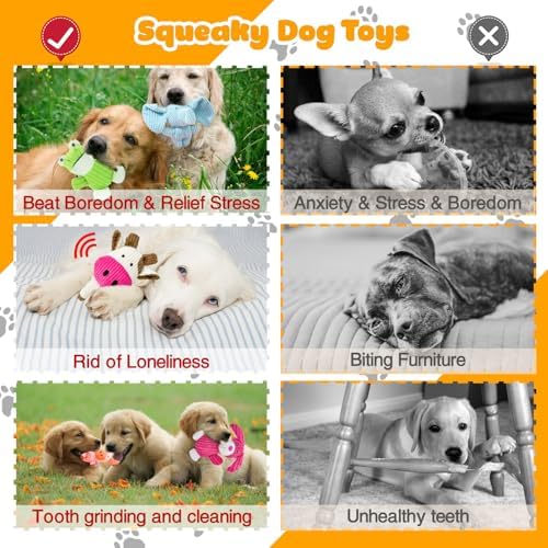 MRSOHRET Dog Toys Squeak, Tough Plush Puppy Chew Toy for Aggressive Chewers