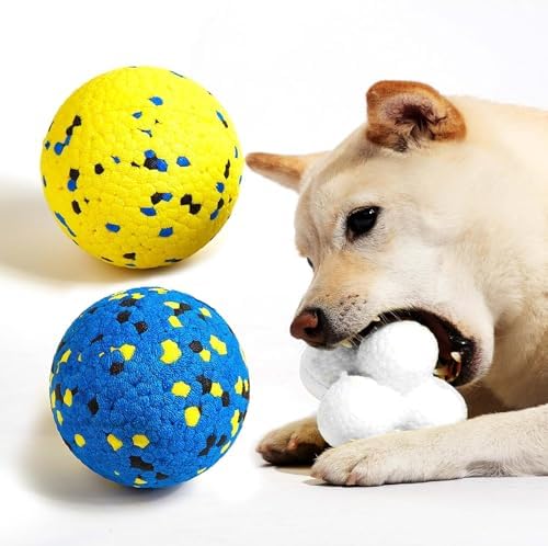 Kimee 3.9'' Dog Balls Tennis Balls Dog Toys for Aggressive Chewers 3 Balls