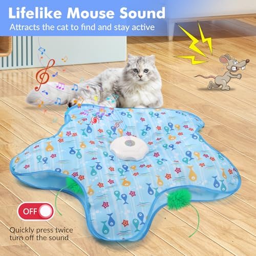 Hide-and-Seek Cat Toy Interactive, Rotating, Blue