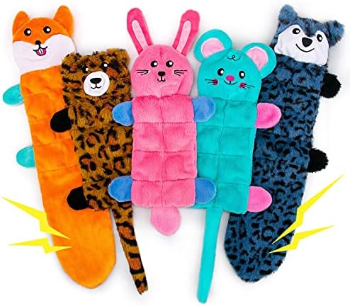 AWOOF No Stuffing Dog Toy, Crinkle Squeaky Dogs Teething Chew Toys Set for Small Medium Large Breed Puppies Aggressive Chewers,Durable Birthday Interactive Plaything Dogs Doggies Toys Bulk