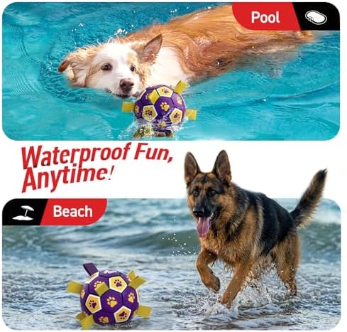 QDAN Extra Large Dog Toy Soccer Ball, Durable Dog Balls with Straps, 9 Inch | Herding Ball for Dogs Large, Interactive Dog Toys for Tug of War, Outside Water Toy, Training Soccer Balls >90 lbs Dogs