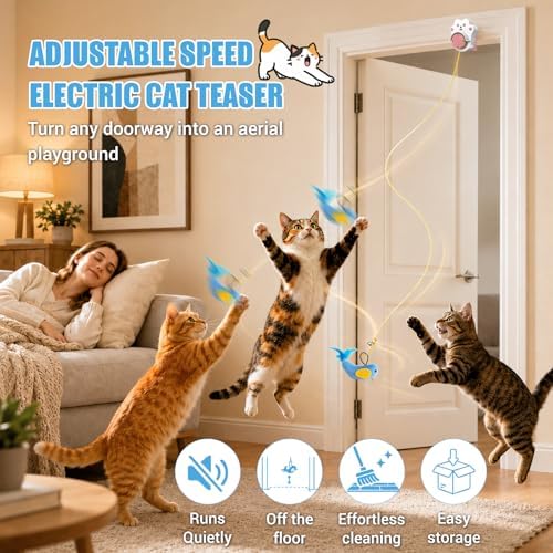 Interactive Cat Toys for Indoor Cats, Automatic Flying Bird & Mouse