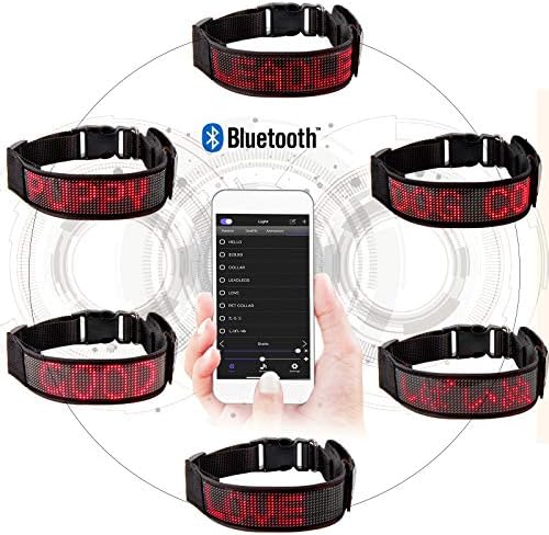 Leadleds Digital Collar Programmable LED Dog Collar, Flashing Light Up Rechargeable Pet Dog Safety Collar Glow in The Dark Light-up Neck Loop (Red Led)