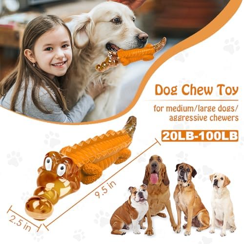 Jeefome Crocodile Dog Chew Toy for Small & Medium & Large Dogs