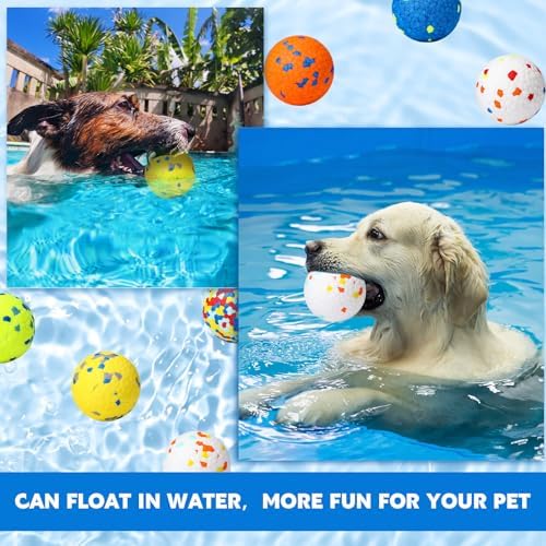 Lenwen 10 Pcs Dog Balls for Aggressive Chewers, 2.5 Inch, Glitter Color