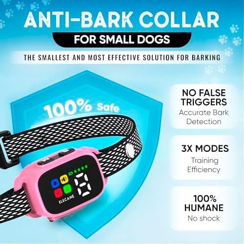 2 Pack Tiny Bark Collar for Small Dogs 5-15 lbs and Puppies - No Shock Anti Barking Collar - Rechargeable Smart Collar for Dog Training with 7 Sensitivity Levels and 3 Beep&Vibration Modes