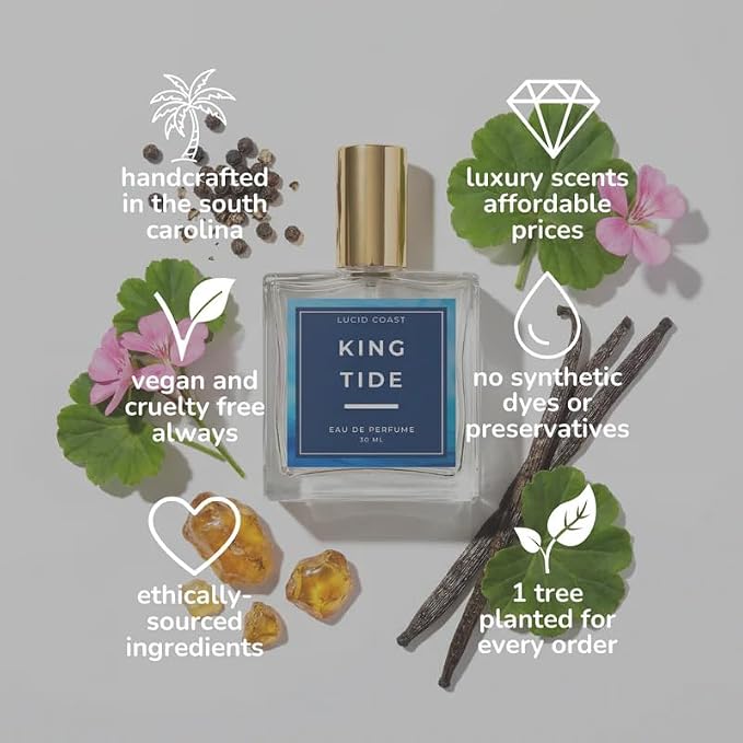 King Tide Perfume - Inspired by Creed Aventus for Men, Extrait de Parfum, Long Lasting Woody Fruity Perfume for Men with Bergamot, Pineapple, Oakmoss, & Birch – Clean, Vegan & Handcrafted