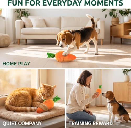 2 Pcs Crinkle Dog Toy for Small, Medium, and Large Breeds, Cute Carrot with Soft Squeaker, Carrot Shape Pet Plush Toy with Sound, Bite-Resistant Soft Comfortable Dog Toys