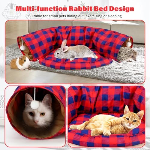 BWOGUE Bunny Tunnel Bed, 2-in-1 Collapsible Rabbit Tunnel Hideout with Mat