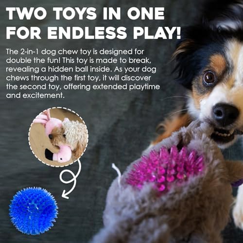 Flourish Pets 3-in-1 Multi-Layer Dog Toys for Aggressive Chewers | Non-Toxic BPA Free Double Stitched Soft Fabric Exterior | Long-Lasting Dog Plush Toys Small Yeti 8"
