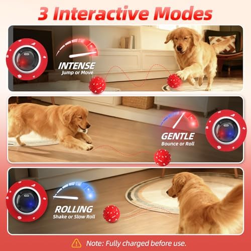 Diman Interactive Dog Balls Toys: 3.2 inch Automatic Moving Dog Toys, Red