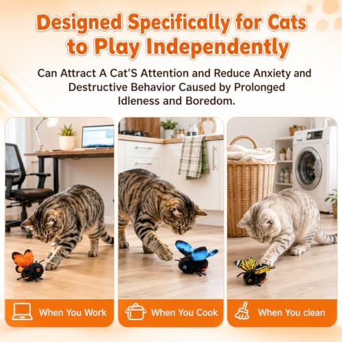 2026 New Smart Sensing Flapping Butterfly Toy Interactive Cat,Electric Butterfly Cat Toy,Realistic Wing Movements Encourage Cats to Chase,Suitable for Indoor Play(Blue)