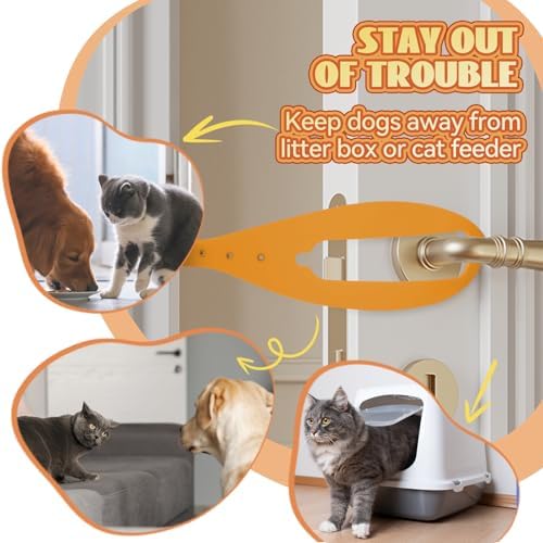 TGIOW Cat Door Latch, Cat Door Stopper Keep Open 2.5-6", 2 Pcs, Yellow | Keep Dogs Out of Litter Box and Food, Door Prop for Cats with 5 Adjustable Sizes, Door Plate Included, Pet Gate Alternative
