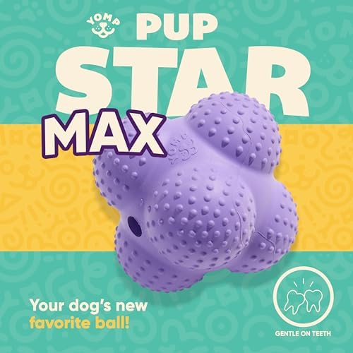 Yomp PupStar MAX Dog Toy – Star-Shaped, Bouncing Ball with Nubbins for Dental Health, Dishwasher Safe, Fun Bounce Path, Made of Non-Toxic, All-Natural Rubber