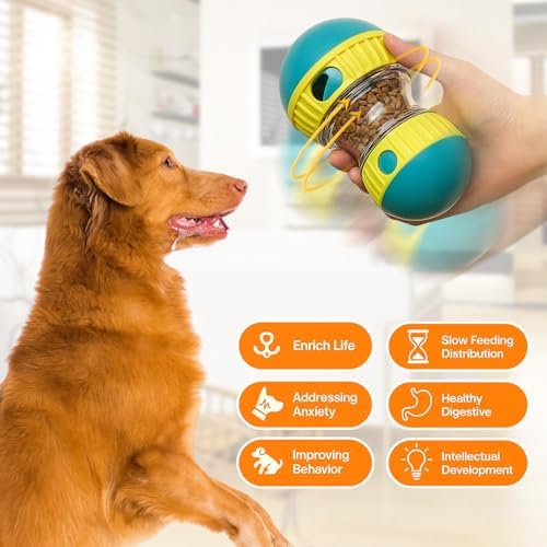 Silipull 2 Pcs Dog Interactive Puzzle Toys Dog Toy Treat Dispenser Rolling Adjustable Food Dispensing Treat Puppy Feeder Slow Feeding for Training Large Medium Chewers Breed Pet Gift Keep Busy
