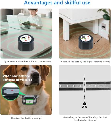 Plkm Dog Wireless Fence Pet Invisible Intelligent Boundary System | 360° Full Signal Coverage, Smart Out of Range Alarm, Battery Level Display, Low Battery Reminder for Backyard Dogs