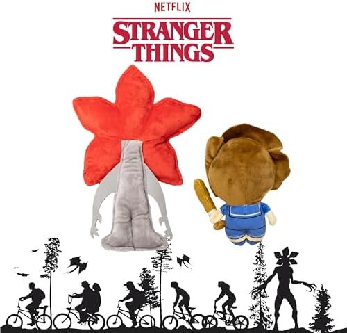 design LAB, Inc. Stranger Things Official Merchandise | Interactive Toys for Indoor Play | Steve & Demogorgon 2-Pack Set | Cool Dog Toy Stuffed Animals | Stranger Things Toys