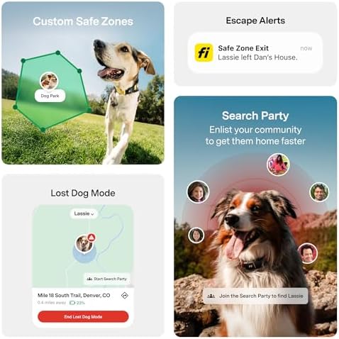 Fi Series 3+ Dog GPS Collar, X-Large Blue Dog Tracker, 12 Months Included | Live 24/7 location updates, escape alerts, activity and sleep insights, waterproof steel build, LED night light