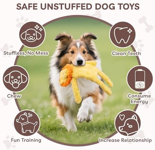 SHARLOVY No Stuffing Dog Toys 5 Pack, Crinkle Interactive Dogs Toy for Boredom, Puppy Toys for Teething to Keep Them Busy, Cute Squeaky Dogs Toy for Small, Medium, and Large Breed