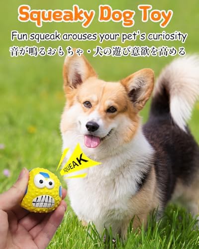 SCHITEC Squeaky Dog Balls, [4 Pack] Cute Interactive Latex Rubber Toys with Squeaker, 2.2'' Soft Bouncy Fetch Ball for Puppy Small Breed Dogs