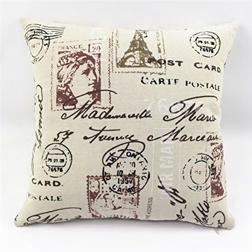 MoonRest Decorative Pillow, Fully Assembled with Hidden Zipper Filled with Synthetic Down Pillow Inserts (Paris Post Card)