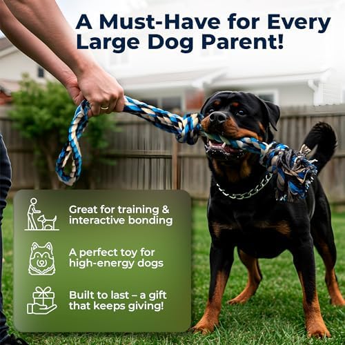 Pacific Pups Products 2 Pack Red & Blue - XL Dog Rope Toy for Aggressive Chewers - Benefits Non-Profit Dog Rescue - Tug of War Dog Toy, Dog Toys for Large Dogs Tough Dog Toys for Aggressive Chewers