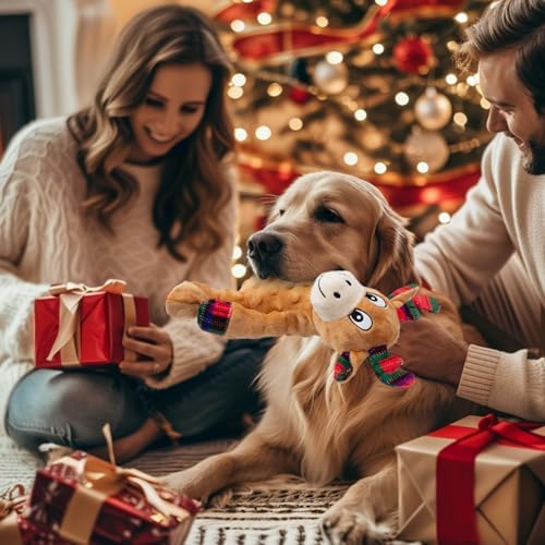 Christmas Dog Toys Squeaky Crinkle Sound Paper Tail, Stuffed Gift