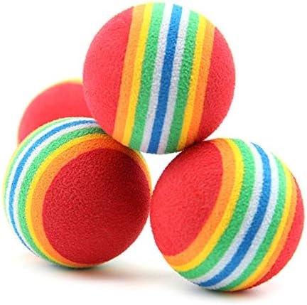 VOVIGGOL 12 Pack Rainbow Cat Toy Balls Soft EVA Foam Interactive Indoor Kittens Favorite Toys 1.38" Dia. Small Dogs Puppies Toy Balls Bulk Activity Chase Quiet Play Sponge Ball