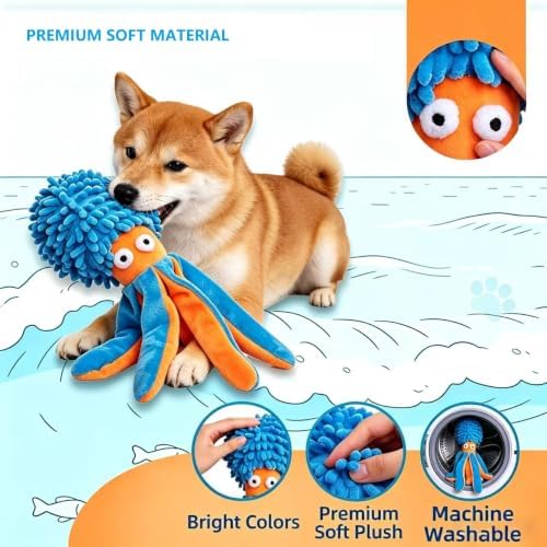 2-Pack Dog Squeak Toys,Plush Puppy Octopus Dog Toys for Small Medium Breed