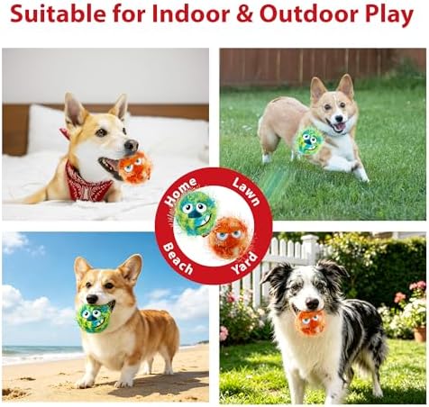 Gigwi Colorful Squeaky Plush Dog Tennis Balls, 3.5 Inch Fetch Toy, 2 Pack