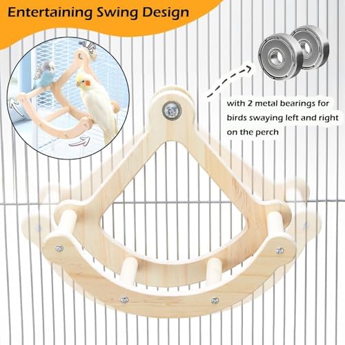 Bird Perch Toy, Wooden Interactive Rocking Parakeet Toys and Perches