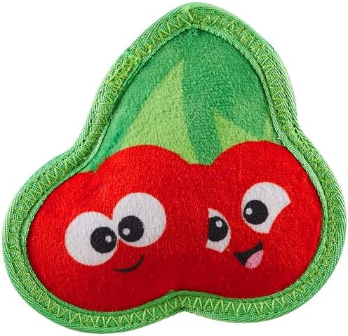 Outward Hound Tough Skinz Durable Squeaky Dog Toy with Two Tough Layers, Cherries, Red, Small