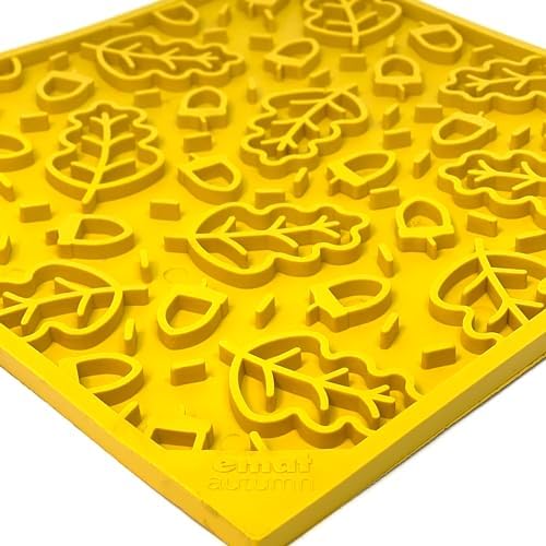 SodaPup Autumn eMat – Durable Enrichment Feeder Made in USA from Non-Toxic, Pet-Safe, Food Safe Rubber for Mental Stimulation, Avoiding Overfeeding, Fresh Breath, Digestive Health, Calming, & More