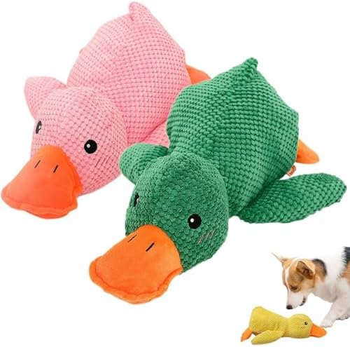Mellow Calming Duck Dog Toy, Upgraded Calming Duck Toy for Dogs, Interactive Toy with Quack Sound, Soft Plush Stuffed Calming Duck Pillow, Durable Stuffed Dog Puppy Toys for Puppy Keep Busy (B+C)