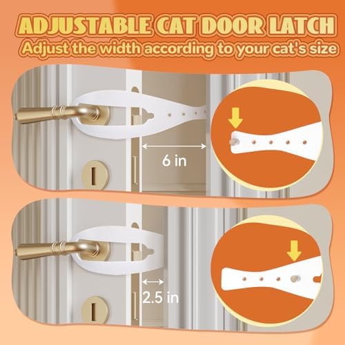 TGIOW Cat Door Latch, Cat Door Stopper Keep Open 2.5-6", 2 Pcs, White | Keep Dogs Out of Litter Box and Food, Door Prop for Cats with 5 Adjustable Sizes, Door Plate Included, Pet Gate Alternative